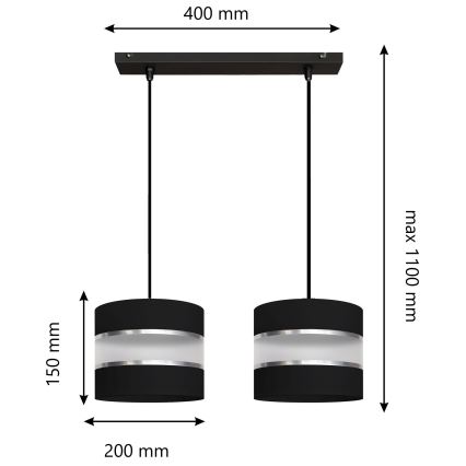 Luster na sajli HELEN 2xE27/15W/230V crna