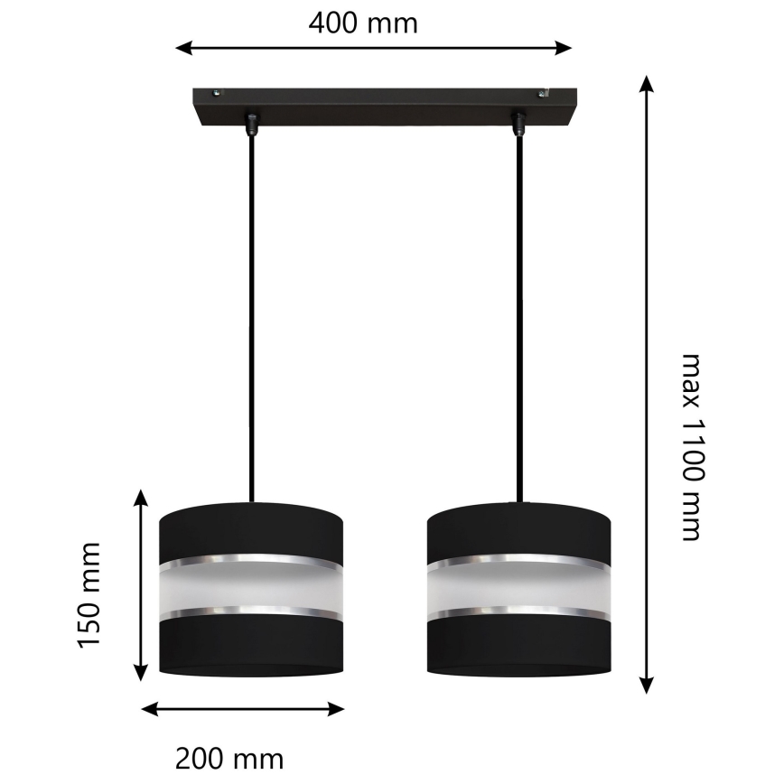 Luster na sajli HELEN 2xE27/15W/230V crna