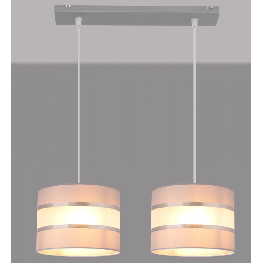 Luster na sajli HELEN 2xE27/15W/230V siva/srebrna