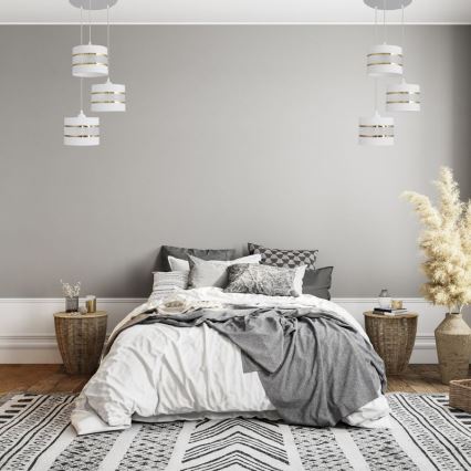 Luster na sajli HELEN 3xE27/15W/230V bijela/zlatna