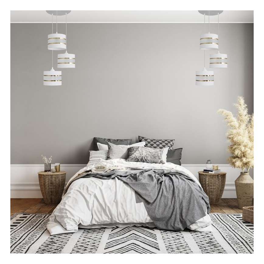 Luster na sajli HELEN 3xE27/15W/230V bijela/zlatna