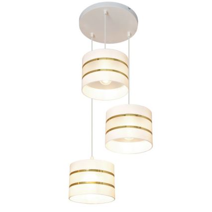Luster na sajli HELEN 3xE27/15W/230V bijela/zlatna