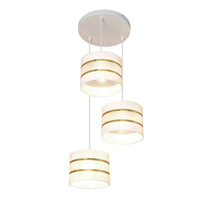 Luster na sajli HELEN 3xE27/15W/230V bijela/zlatna