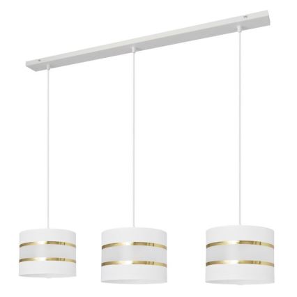 Luster na sajli HELEN 3xE27/15W/230V bijela/zlatna