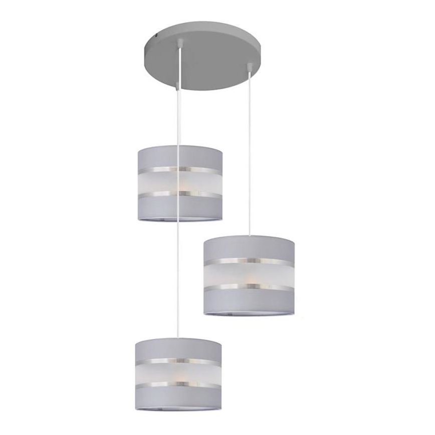 Luster na sajli HELEN 3xE27/15W/230V siva/srebrna