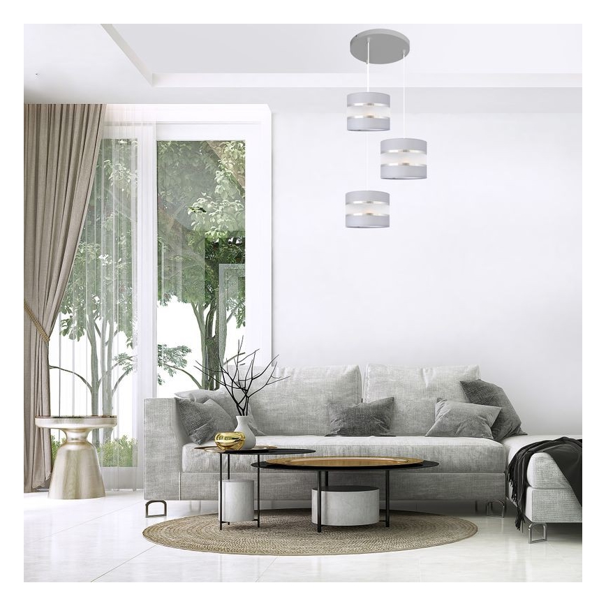 Luster na sajli HELEN 3xE27/15W/230V siva/srebrna