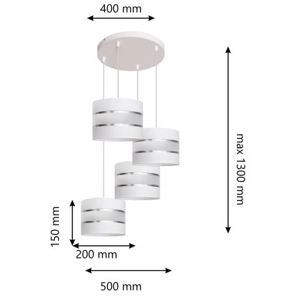 Luster na sajli HELEN 4xE27/15W/230V bijela