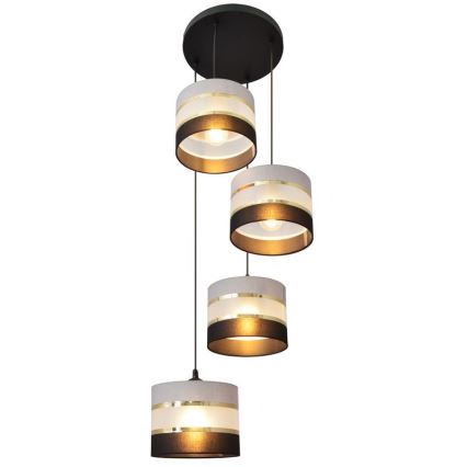 Luster na sajli HELEN 4xE27/15W/230V crna/siva/zlatna