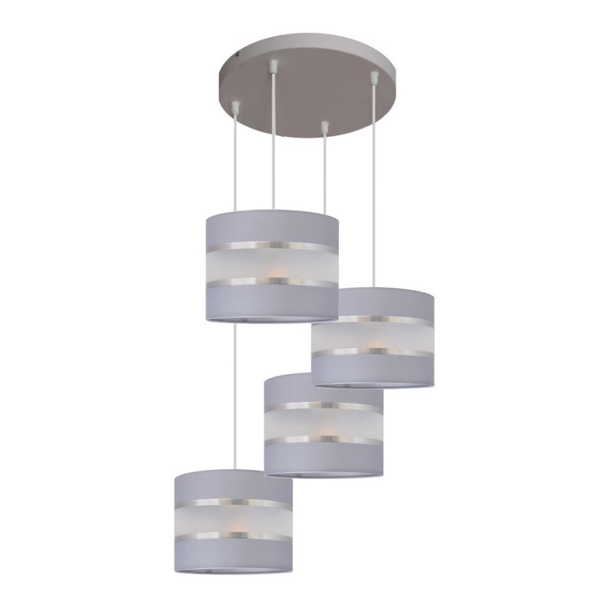 Luster na sajli HELEN 4xE27/15W/230V siva/srebrna