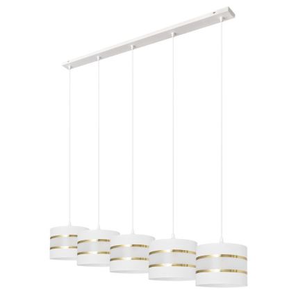 Luster na sajli HELEN 5xE27/15W/230V bijela/zlatna