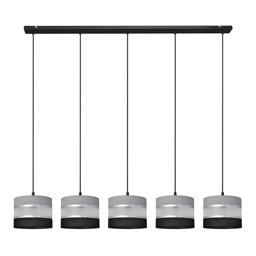 Luster na sajli HELEN 5xE27/15W/230V crna/siva/srebrna