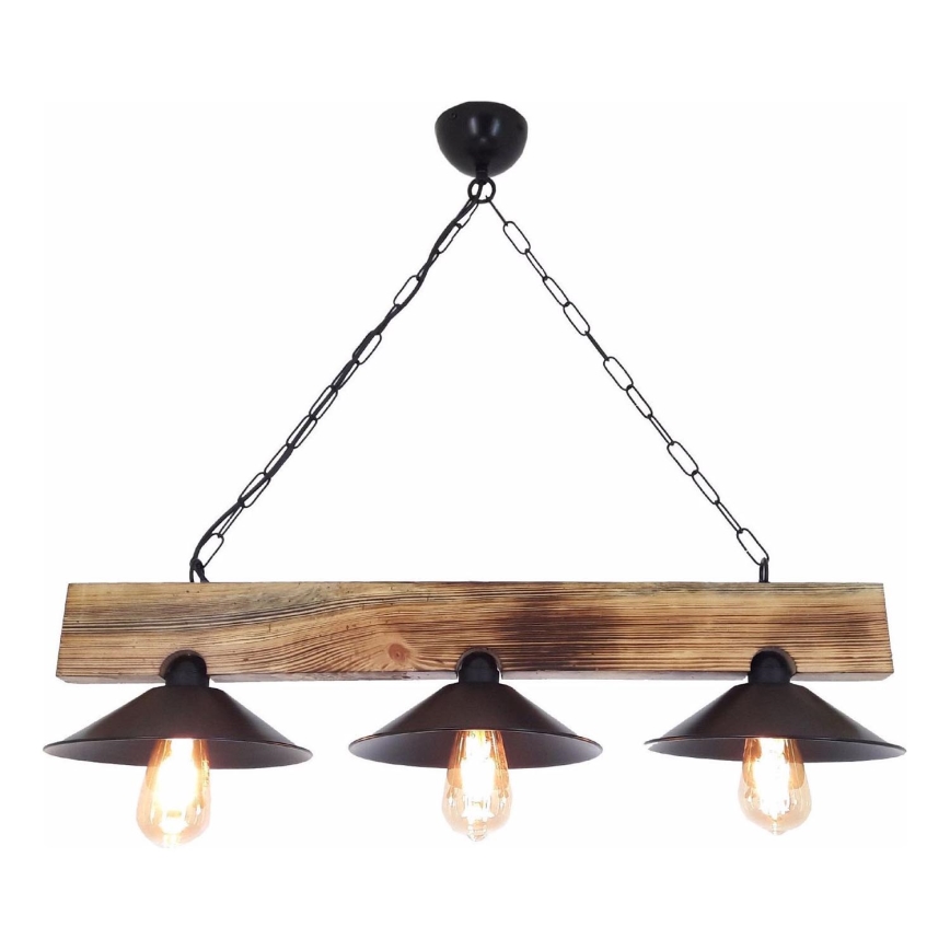 Luster na sajli HEPSI 3xE27/40W/230V smreka/orah