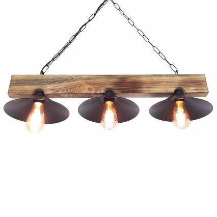 Luster na sajli HEPSI 3xE27/40W/230V smreka/orah