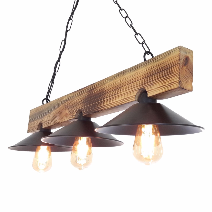 Luster na sajli HEPSI 3xE27/40W/230V smreka/orah