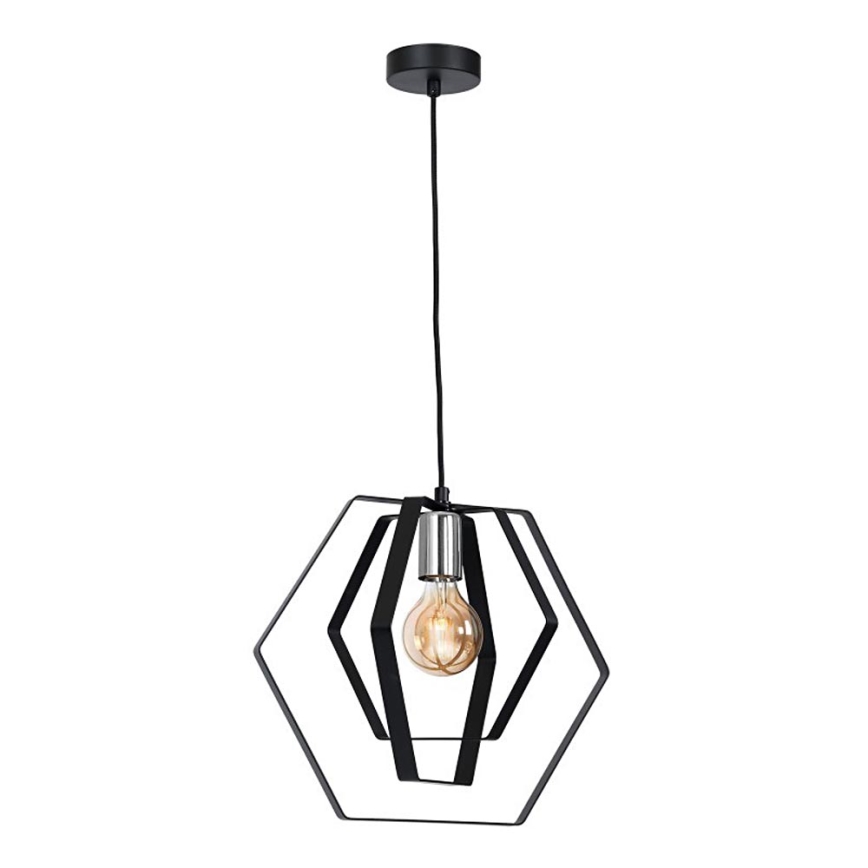Luster na sajli HEXAGON 1xE27/60W/230V crna/sjajni krom