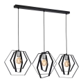 Luster na sajli HEXAGON 3xE27/60W/230V crna/sjajni krom