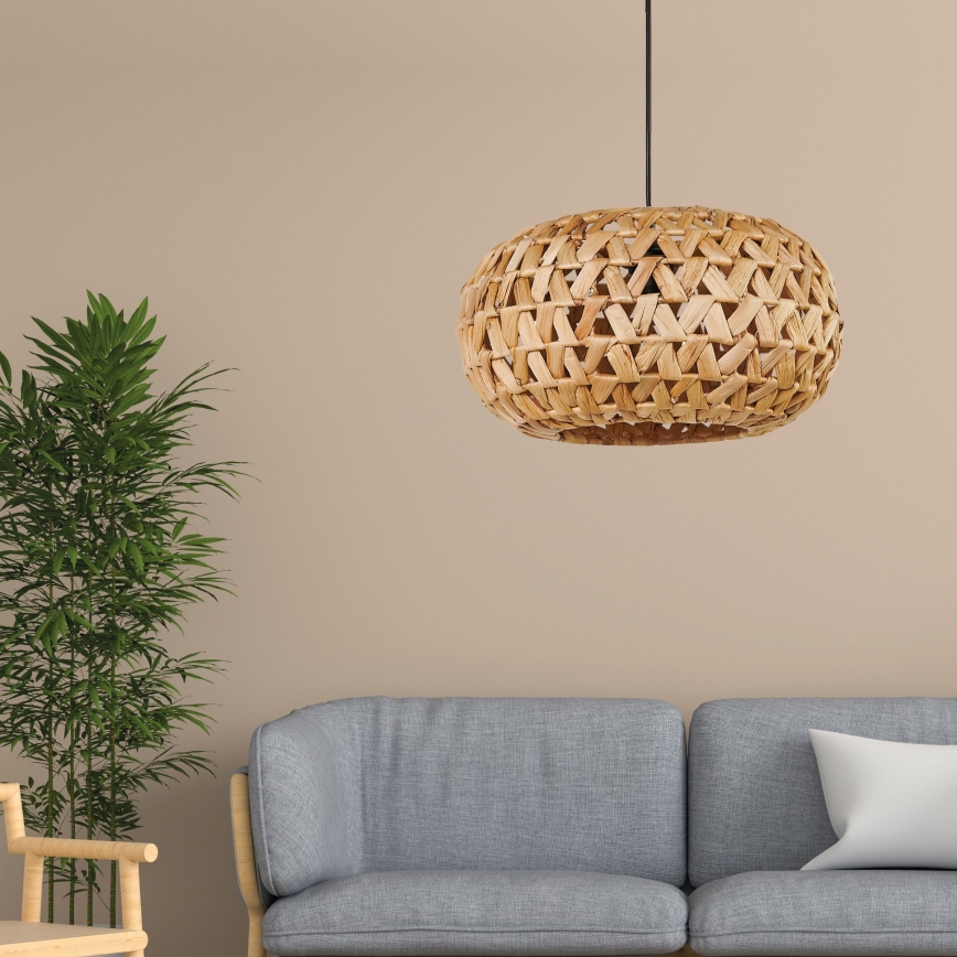Luster na sajli HOSHI 1xE27/20W/230V pr. 38 cm konoplja