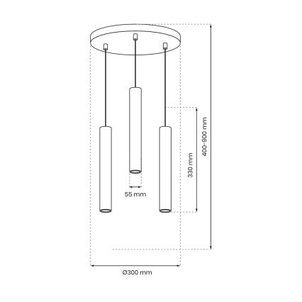 Luster na sajli HUDSON 3xGU10/8W/230V crna