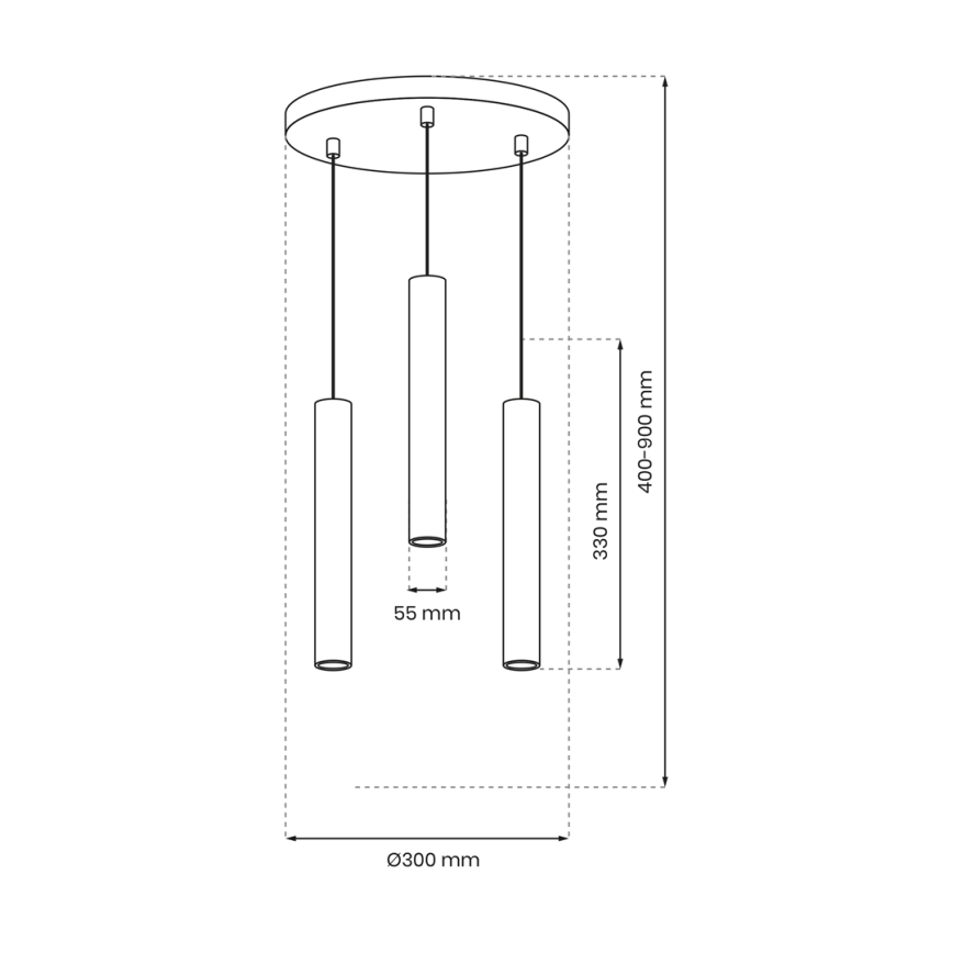 Luster na sajli HUDSON 3xGU10/8W/230V crna