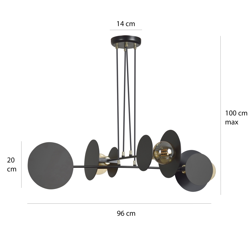 Luster na sajli IDEA 4xE27/15W/230V crna