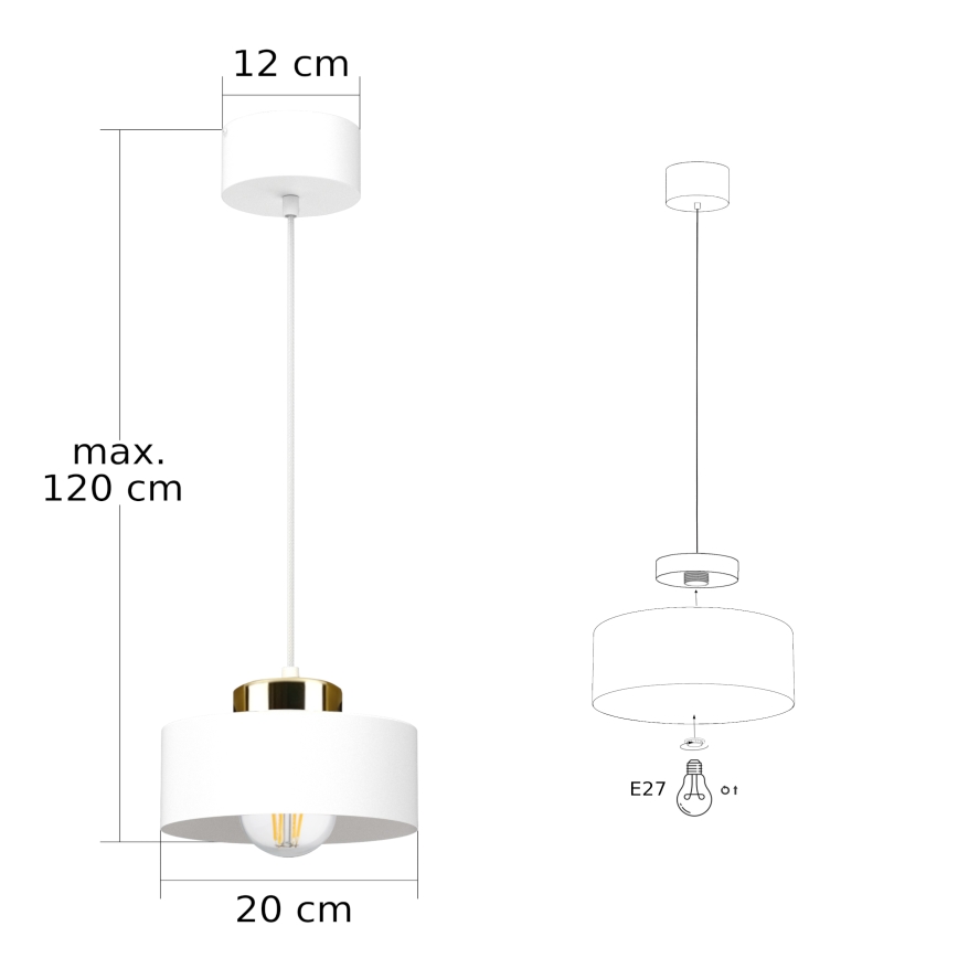 Luster na sajli IGNIA 1xE27/60W/230V bijela