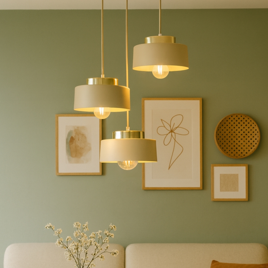 Luster na sajli IGNIA 3xE27/60W/230V bež/zlatan