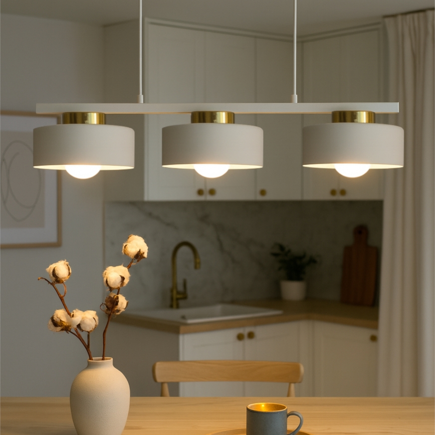 Luster na sajli IGNIA 3xE27/60W/230V bijela/zlatna