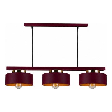 Luster na sajli IGNIA 3xE27/60W/230V bordo/zlatna