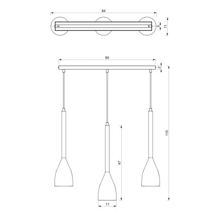 Luster na sajli ISTAPPAR 3xE27/60W/230V crna