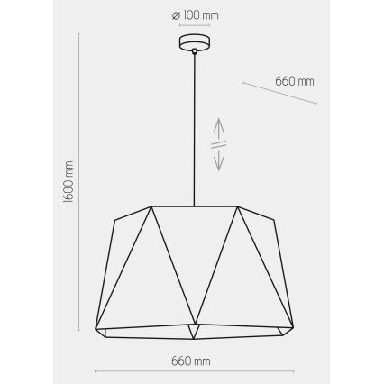 Luster na sajli IVO 1xE27/25W/230V crna/zlatna