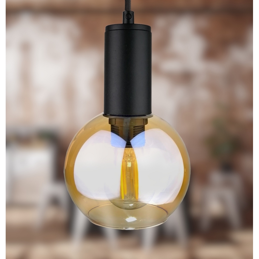 Luster na sajli JANTAR BLACK 3xE27/60W/230V pr. 30 cm