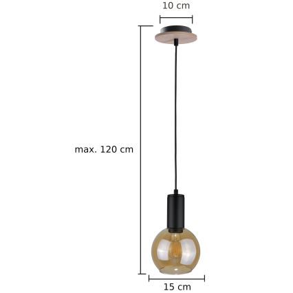 Luster na sajli JANTAR WOOD 1xE27/60W/230V