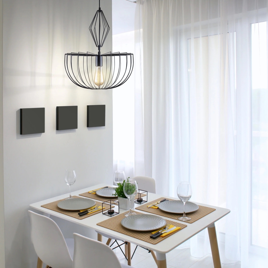 Luster na sajli JASMINA 1xE27/20W/230V pr. 40 cm crna