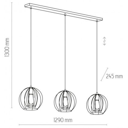 Luster na sajli JAULA 3xE27/60W/230V