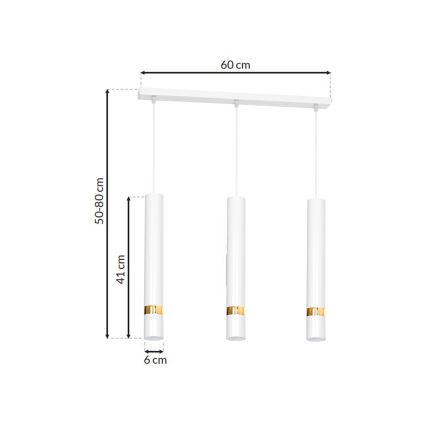 Luster na sajli JOKER 3xGU10/25W/230V bijela