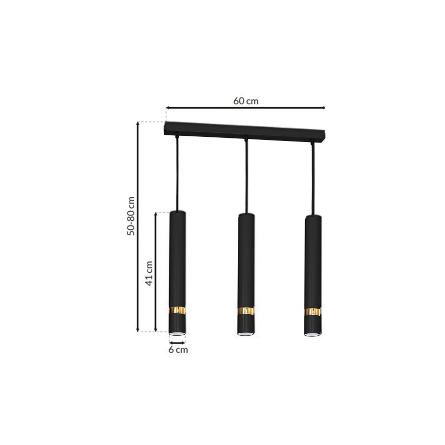 Luster na sajli JOKER 3xGU10/25W/230V crna