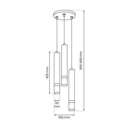 Luster na sajli JOKER 3xGU10/8W/230V bijela/sjajni krom