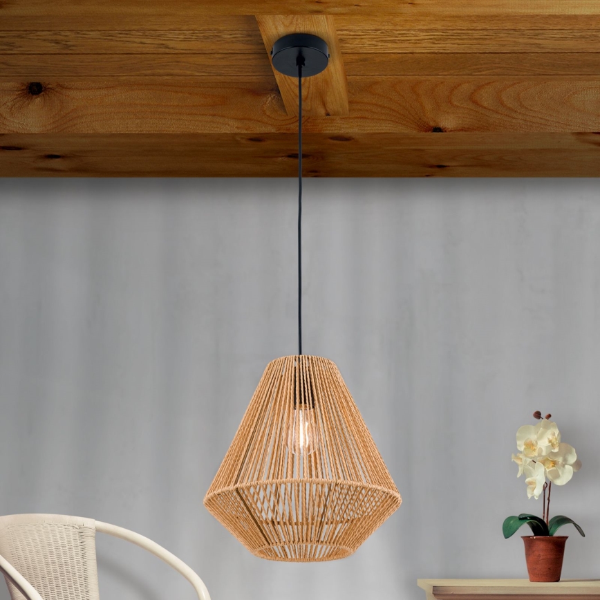 Luster na sajli JUNGLE 1xE27/40W/230V pr. 31 cm konoplja