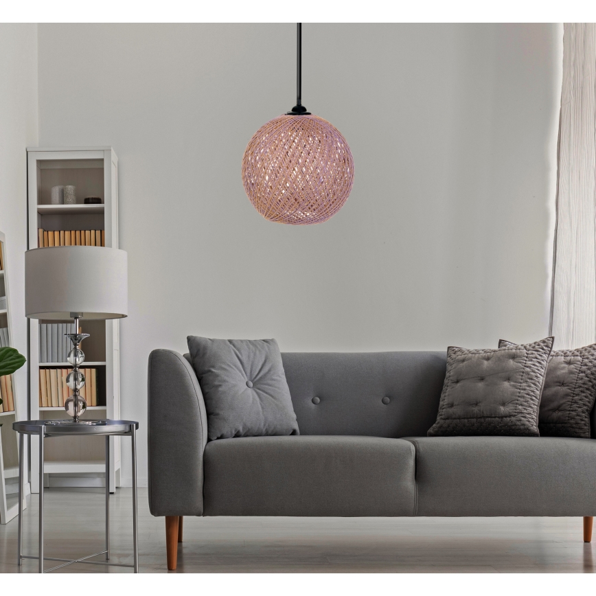 Luster na sajli JUTE 1xE27/60W/230V ružičasta