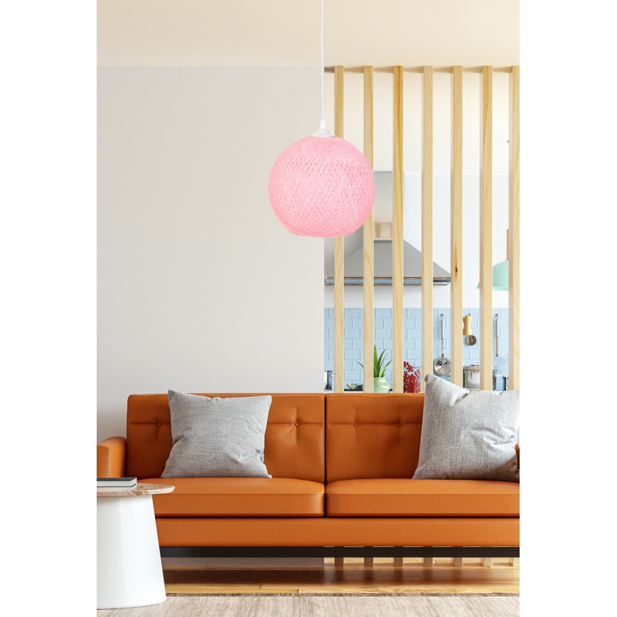 Luster na sajli JUTE 1xE27/60W/230V ružičasta