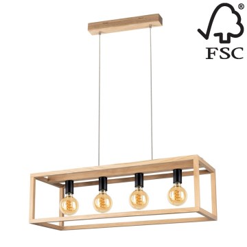 Luster na sajli KAGO 4xE27/60W/230V mat hrast – FSC certificirano