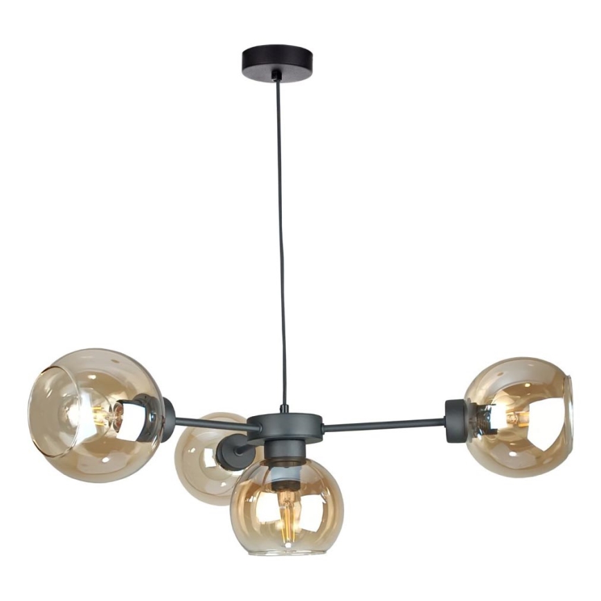 Luster na sajli KALIOPE 4xE27/60W/230V crna/dimna bež