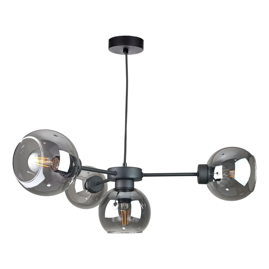 Luster na sajli KALIOPE 4xE27/60W/230V crna/dimna crna