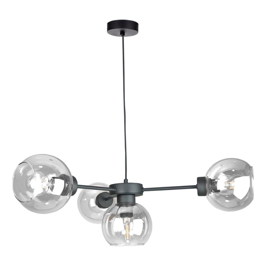 Luster na sajli KALIOPE 4xE27/60W/230V crna/prozirna