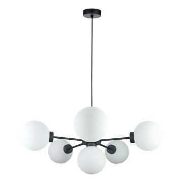 Luster na sajli KALIOPE 6xE14/50W/230V crna/bijela