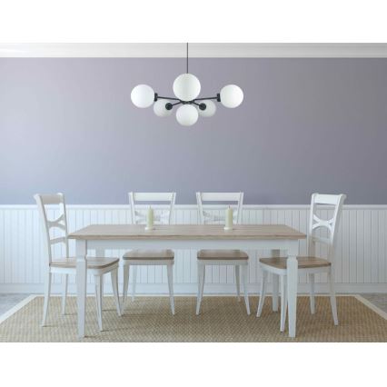 Luster na sajli KALIOPE 6xE14/50W/230V crna/bijela
