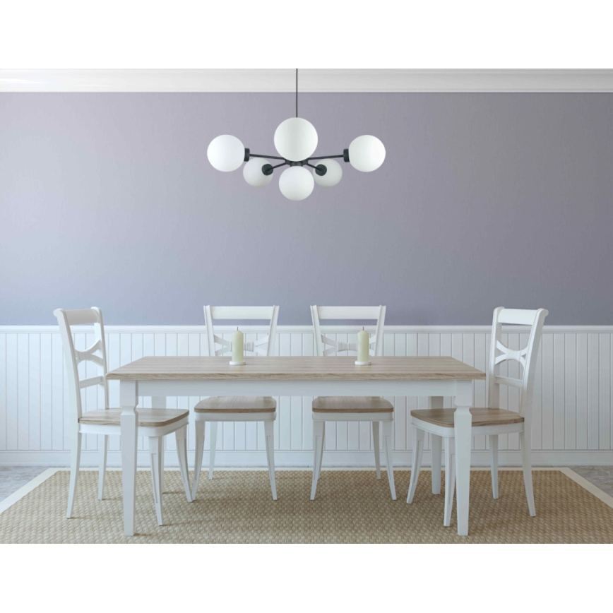 Luster na sajli KALIOPE 6xE14/50W/230V crna/bijela