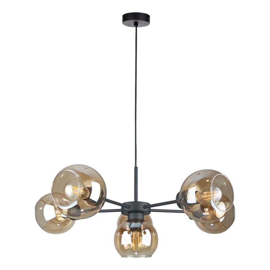 Luster na sajli KALIOPE 6xE27/60W/230V crna/dimna bež
