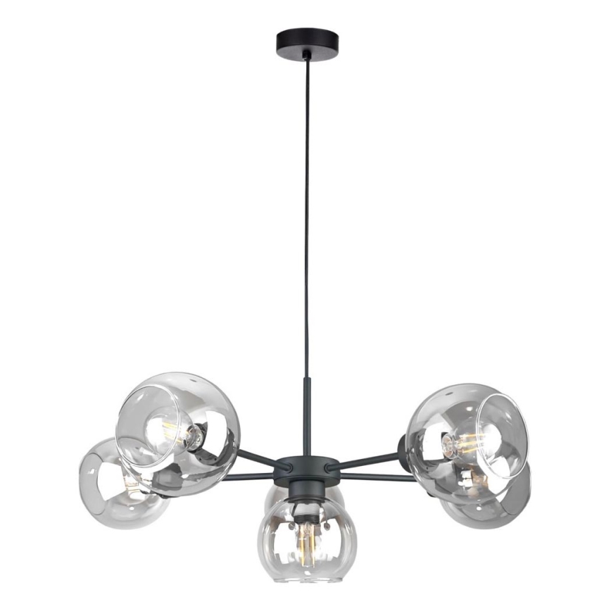 Luster na sajli KALIOPE 6xE27/60W/230V crna/prozirna