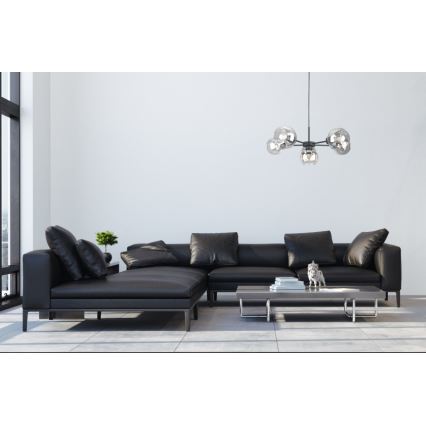 Luster na sajli KALIOPE 6xE27/60W/230V crna/prozirna